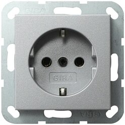 Gira Розетка Gira System 55 Schuko с/з 16A 250V безвинтовой зажим алюминий 018826