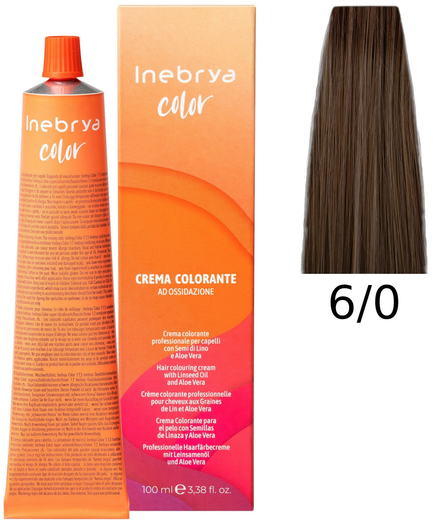 Крем-краска Inebrya Color Professional 6/0 Тёмный блонд Натуральный 100 мл