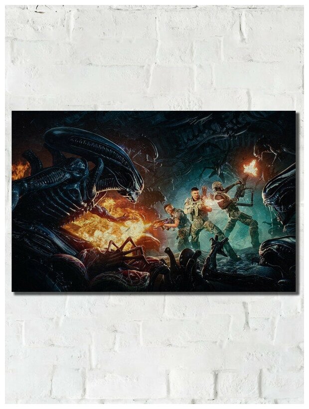 Картина интерьерная на рельефной доске ОСП игра Aliens Fireteam Elite (PS Xbox PC Switch) - 9834