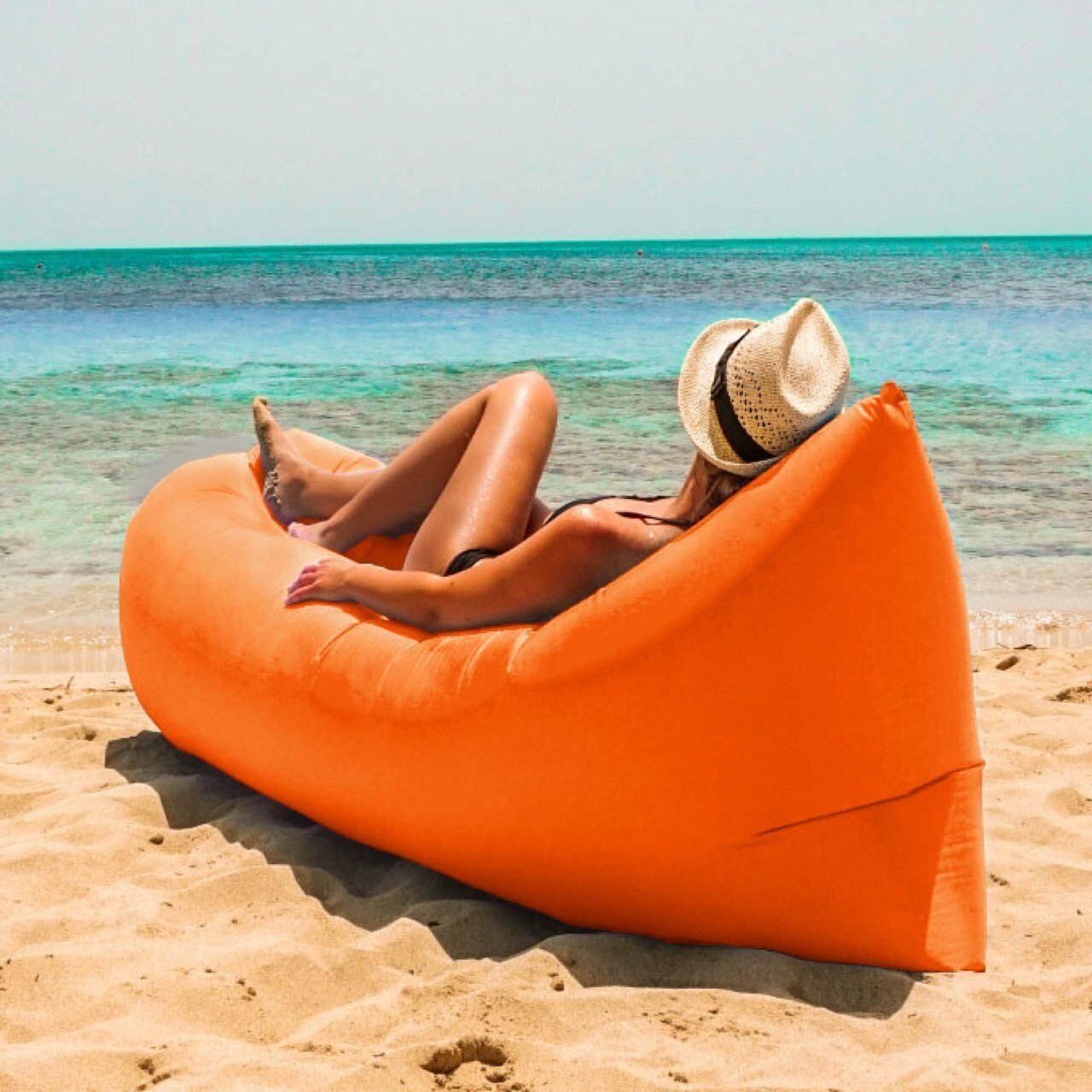 LAMZAC Надувной диван лежак с карманом для кемпинга пляжа на дачу Ламзак с чехлом