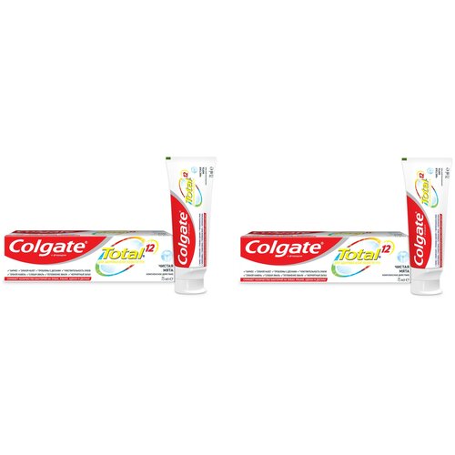 Colgate Паста зубная Total 12 Чистая мята, 75 мл, 2 шт /