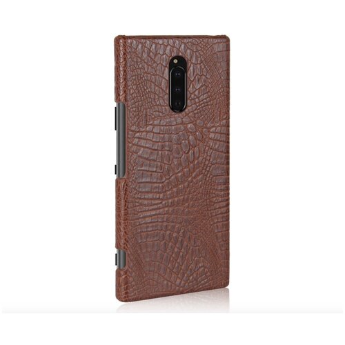 фото Чехол-панель mypads для xiaomi redmi k20 / xiaomi mi 9t тонкий задний бампер на пластиковой основе с отделкой под кожу крокодила коричневый