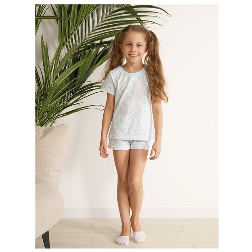 фото Пижама: футболка, шорты котмаркот, 2671236 (размер 104, цвет белый) kotmarkot