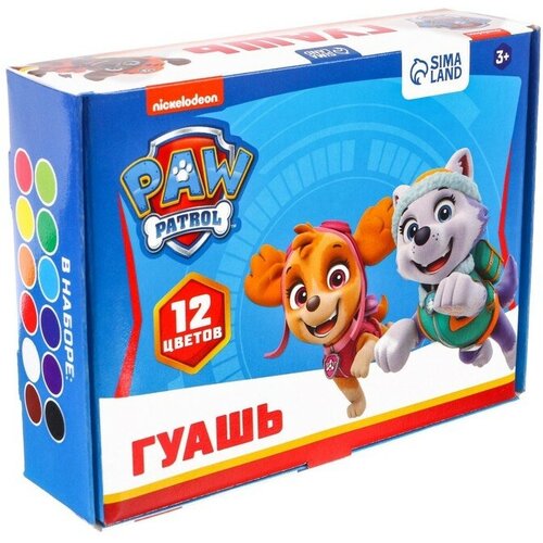 Paw Patrol Гуашь 12 цветов по 20 мл, Paw Patrol, карамельная игра outright games paw patrol grand prix