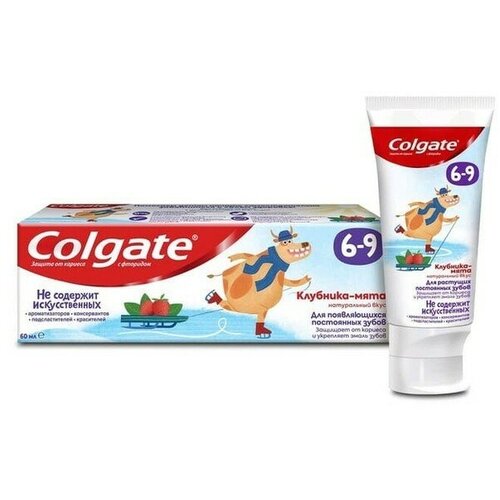 Набор из 3 штук Детская зубная паста с фторидом Colgate Клубника-мята, 6-9 лет, 60мл