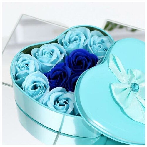 Мыльные розочки бирюзовые и синие набор 11 шт 602₽