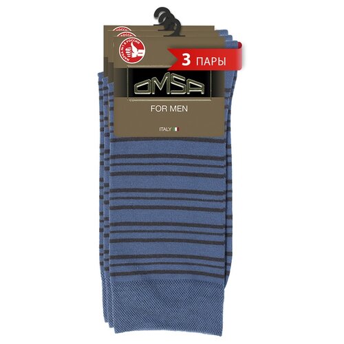 фото Носки omsa, 3 пары, размер 45-47, синий
