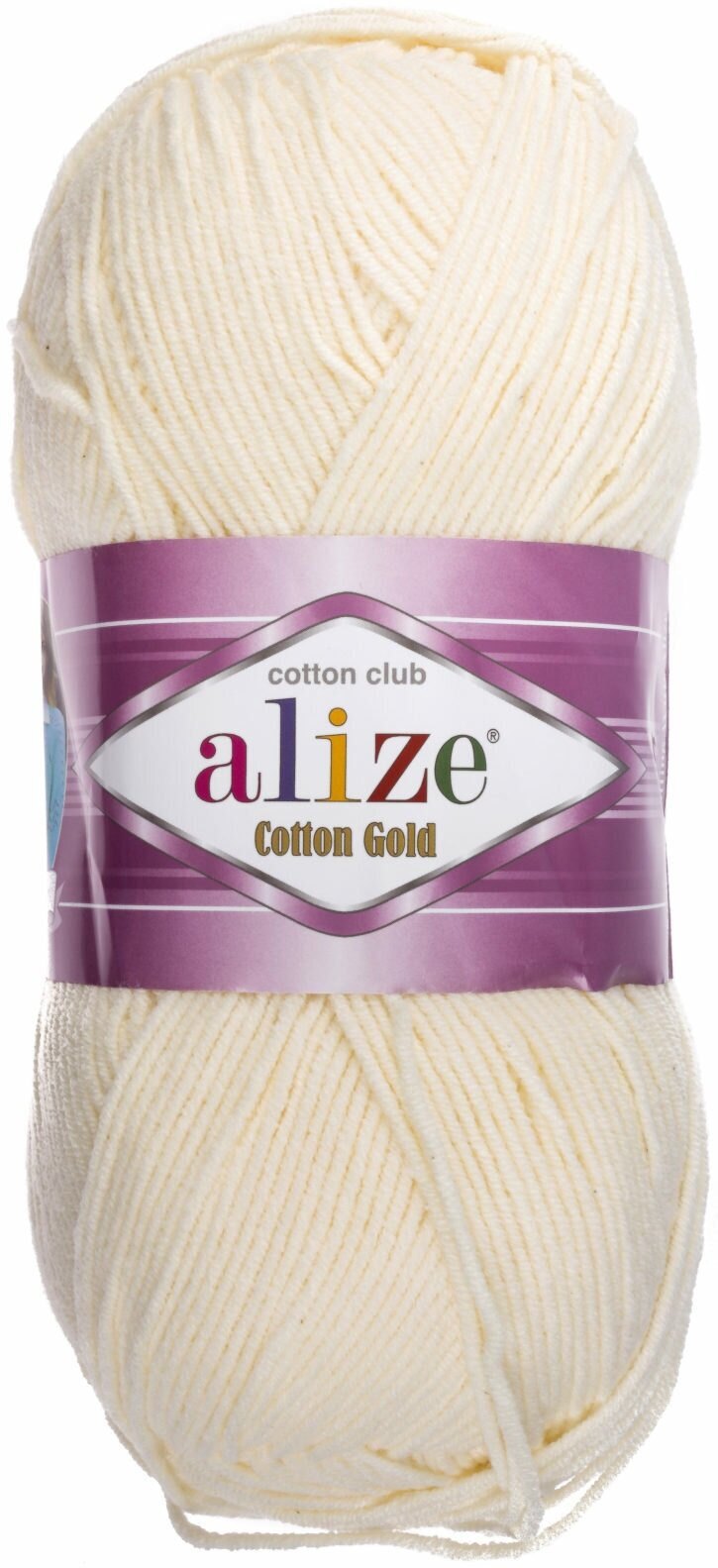 Пряжа Alize Cotton Gold молочный (0001), 55%хлопок/45%акрил, 330м, 100г, 1шт