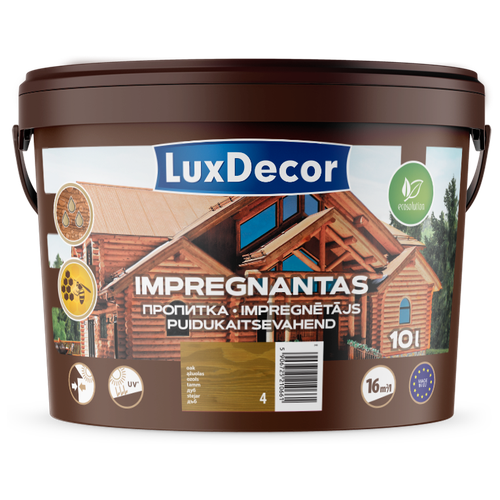 Luxdecor Plus. Защитная пропитка для дерева, 10 л, Кедр