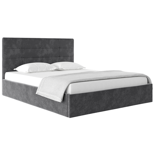Кровать с мягким изголовьем НК Мебель Соната велюр серый 214.1х189.4х110.3 см