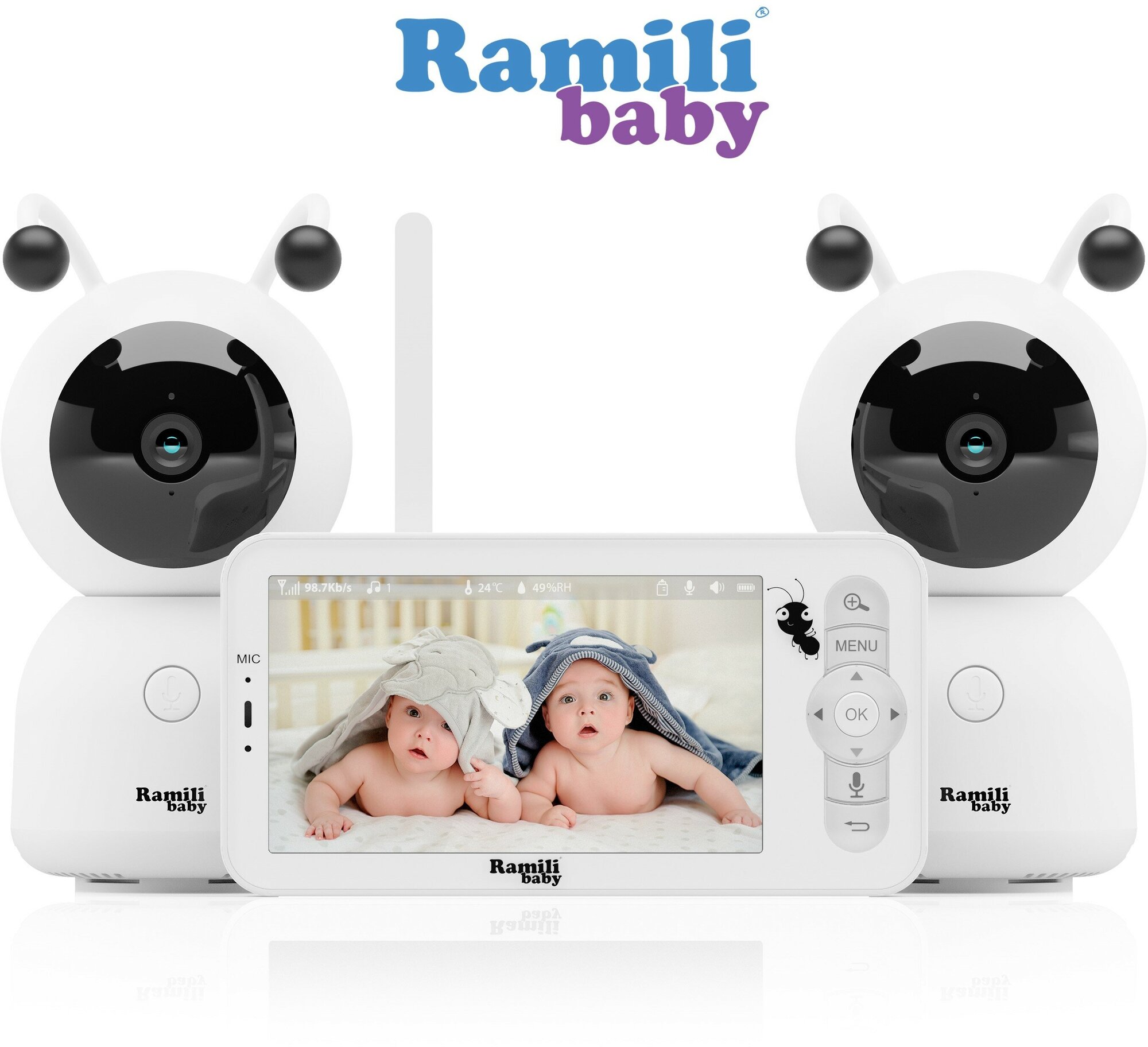 Видеоняня Ramili Baby RV100X2 с креплениями