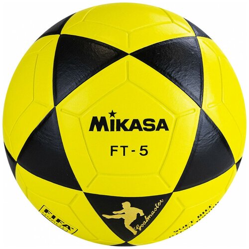 Мяч для футбола MIKASA FT5 FQ-BKY, р.5, FIFA Quality, ПУ, 32 пан, термосшивка, желто-черный мяч футбольный mikasa ft5 fq bkw р 5 fifa quality бело черный