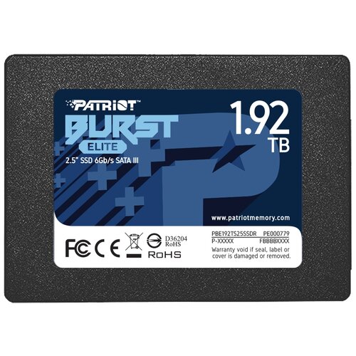 Твердотельный накопитель Patriot Memory Burst Elite 1.9 ТБ SATA PBE192TS25SSDR твердотельный накопитель ssd m 2 1 tb a data as40g 1tt c read 3500mb s write 1900mb s 3d nand tlc