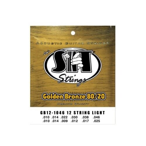фото Струны для 12-ти струнной акустической гитары sit strings gb121046 golden bronze light 80/20 10-46