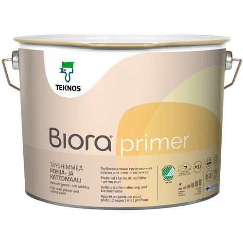 Teknos Biora Primer / Текнос Биора Праймер Совершенно матовая краска для грунтовки и окраски потолков 2,7л
