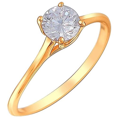 фото Эстет кольцо с 1 фианитом из серебра с позолотой 01к1510411а, размер 17