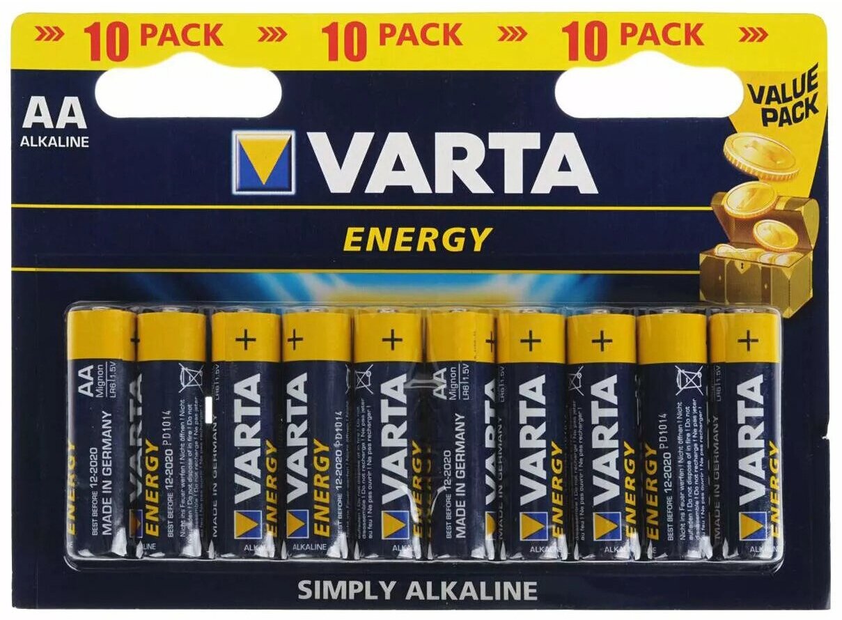 Батарейка Varta ENERGY LR6 AA BL10 Alkaline 1.5V (4106) (10/200/36000) Varta ENERGY LR6 AA (04106229491) - фото №12