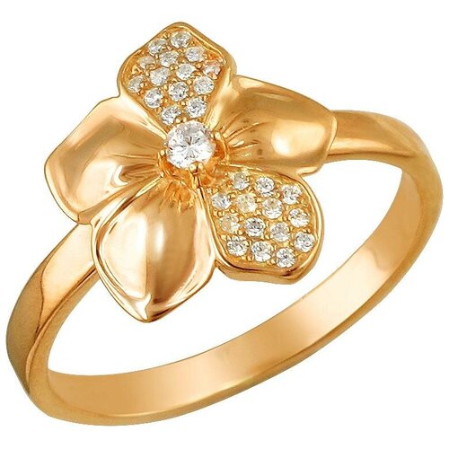 фото Эстет кольцо с 29 фианитами из серебра с позолотой 01к155776а, размер 18