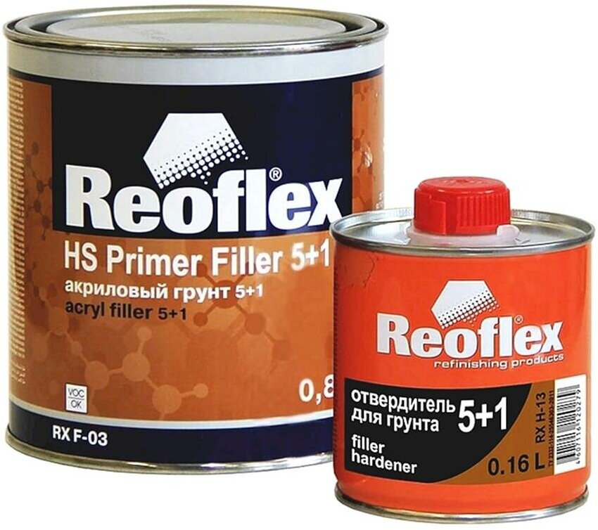 Грунт акриловый Reoflex RX F-03 5+1 HS Primer Filler черный 0,8 л. с отвердителем 0,16 л.