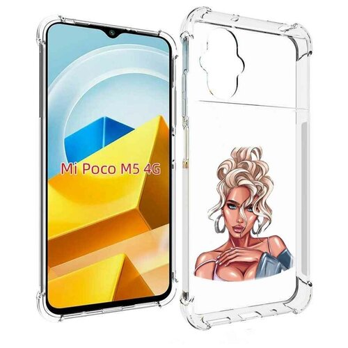Чехол MyPads красивая-блондинка женский для Xiaomi Poco M5 задняя-панель-накладка-бампер