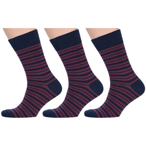 Комплект из 3 пар мужских носков MoscowSocksClub nm-371, сине-бордовые, размер 27 (41-43)