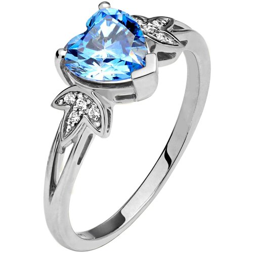 фото Эстет кольцо с фианитом и кристаллами swarovski из белого золота 01к2211259-1, размер 17.5