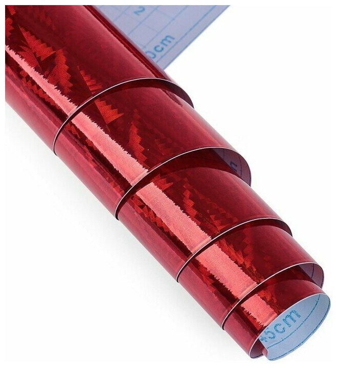 Плёнка самоклеящаяся "Ромбы", голография, красная, 0.45 х 3 м, 3 мкм - фотография № 8