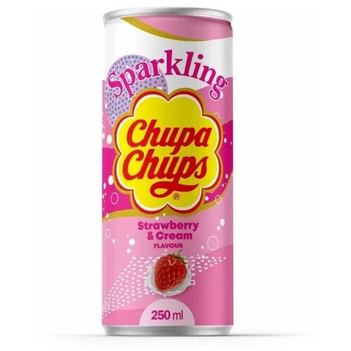 Напиток газированный Chupa Chups (Чупа Чупс) Клубника-Сливки 0,25 л х 12 банок
