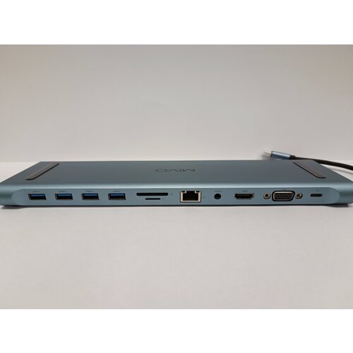USB HUB разветвитель 11в1 Type-C Adapter Type-C to PDх1+VGAх1+HDMIх1+AUDIO 3.5mm х1+LANх1+SDх1+TFх1+USB3.0х1+USB2.0х3 Mivo MH-1101