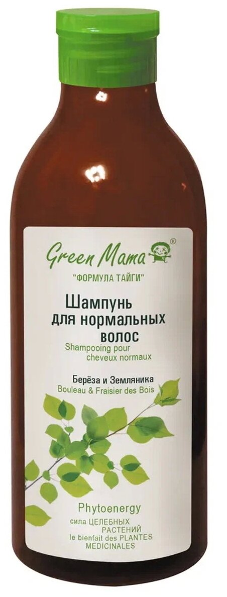 Green Mama шампунь Формула тайги для нормальных волос Береза и Земляника, 400 мл