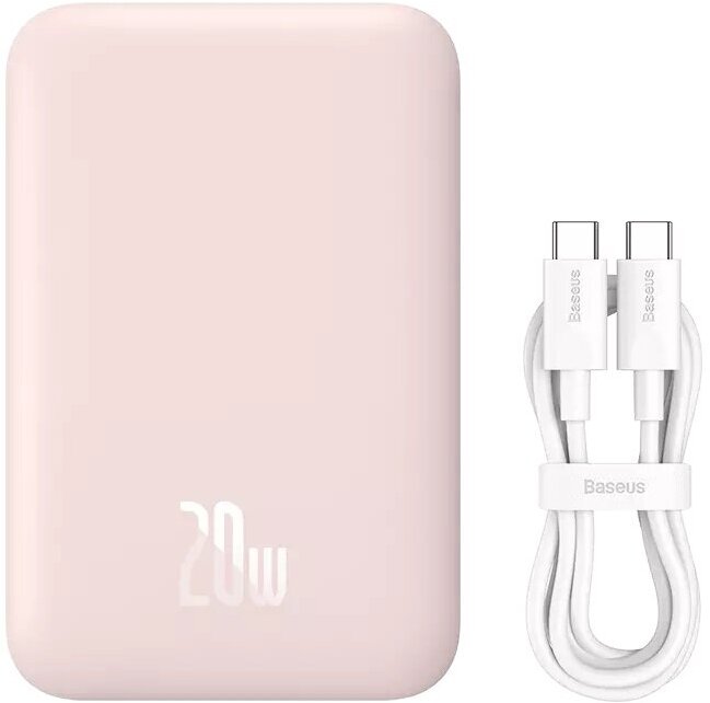 Внешний аккумулятор с поддержкой беспроводной зарядки Xiaomi Baseus Magnetic Wireless Charging Power Bank 6000 mAh 20W Pink (PPCXM06)