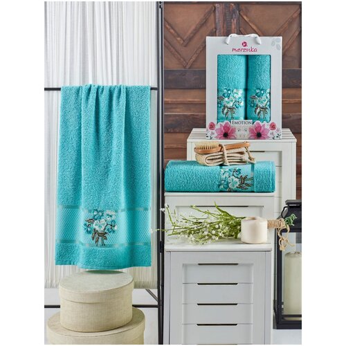 фото Комплект махровых полотенец merzuka в коробке 2 шт. emotion