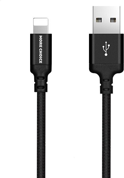 Дата-кабель USB 2.1A для Lightning 8-pin More choice K12i нейлон 1м Black