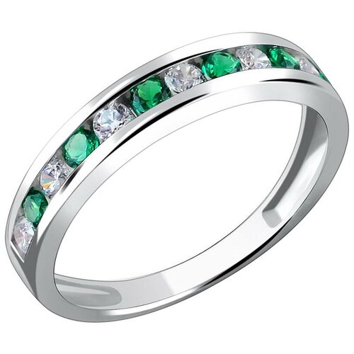 фото Эстет кольцо с фианитами и изумрудами из серебра 01к254829-2, размер 17.5