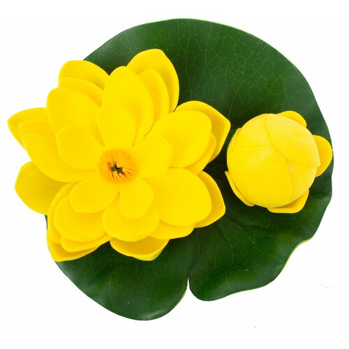 Цветок для водоема Ecotec Лотос с бутоном пластик желтый 13 см