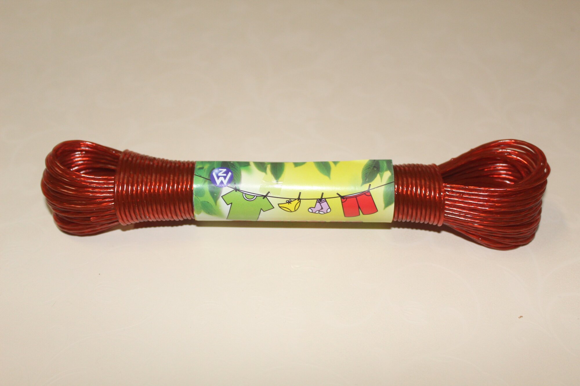 Веревка бельевая, с металлической жилой, 2 мм х 20 м, (Красная) - фотография № 2