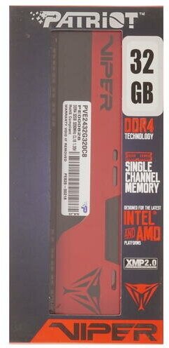 Модуль памяти DDR4 32GB Patriot Viper Elite II PC4-25600 3200MHz CL18 радиатор 1.35V retail - фото №13