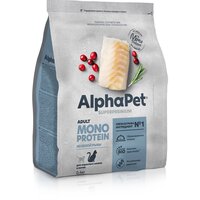 Сухой полнорационный корм MONOPROTEIN из белой рыбы для взрослых кошек AlphaPet Superpremium 0,4 кг