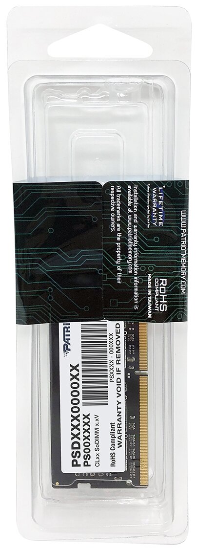 Память SODIMM DDR4 PC4-21300 Patriot PSD48G266682S, 8Гб, 1.2 В