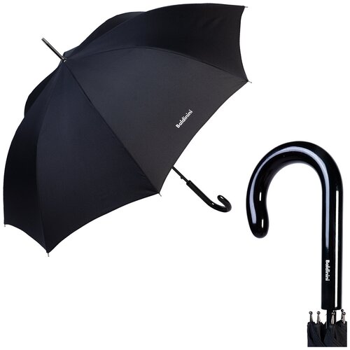 Зонт-трость Baldinini, полуавтомат, купол 100 см, 8 спиц, чехол в комплекте, черный