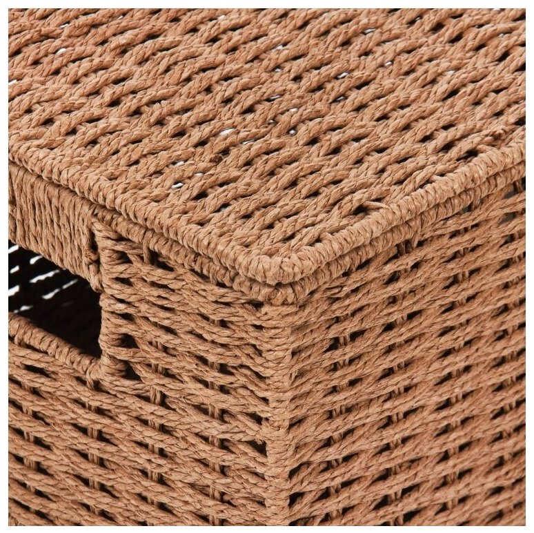 Корзина плетеная, 31x23x15 cм, с крышкой, 10 л, бамбук, цвет коричневый - фотография № 3
