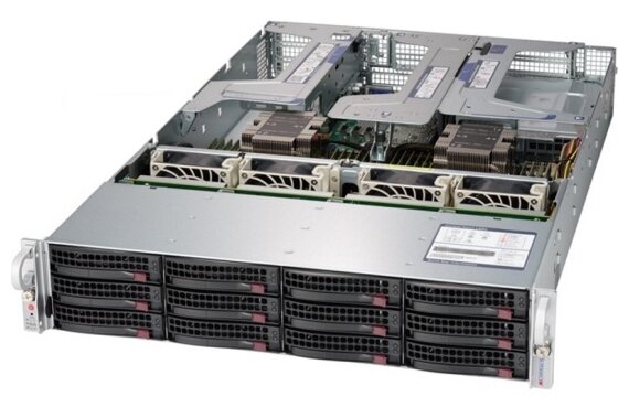 Сервер Supermicro SuperStorage 6029P-E1CR12L 2 x /без ОЗУ/без накопителей/количество отсеков 2.5" hot swap: 2/количество отсеков 3.5" hot swap: 12/2 x 1200 Вт/LAN 10 Гбит/c