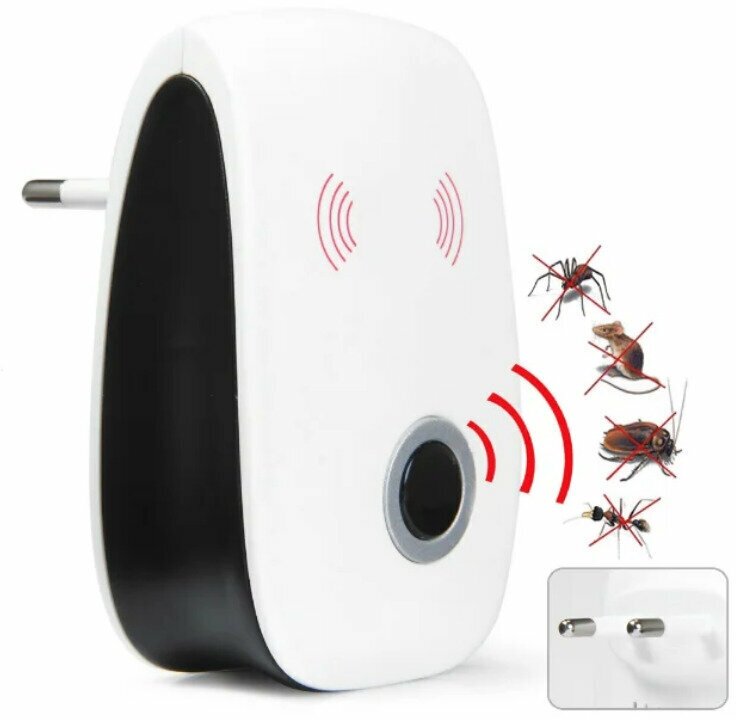 Электронный отпугиватель грызунов и насекомых Electronic Pest Repeller (Белый с черным) - фотография № 2