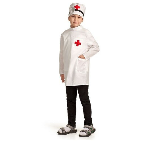 фото Карнавальный костюм "доктор", шапка с инструментом, халат, 3-5 лет, рост 104-116 см mikimarket