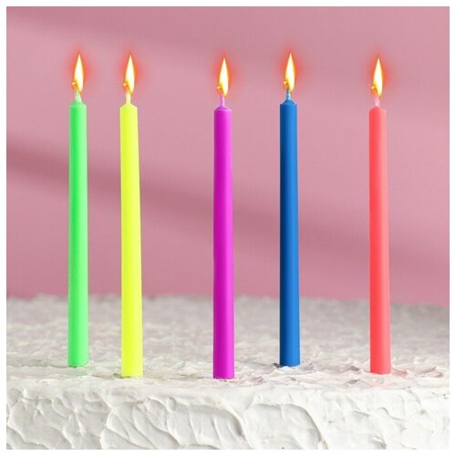 Свечи в торт Цветное пламя, гиганты, 10,5х0,9см, набор 5 шт