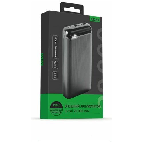 Внешний аккумулятор AKAI BE-20002 20 000 mAh черный 155700₽