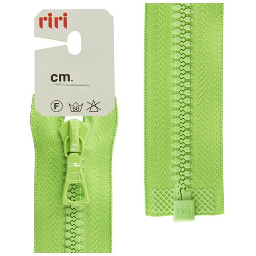 фото Молния riri тракторная разъёмная 1 замок, 6 мм, 40 cм, цвет 2750, салатовый