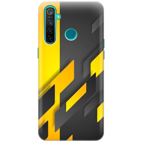 фото Ультратонкий силиконовый чехол-накладка для realme 5 pro с принтом "черно-желтая абстракция" gosso