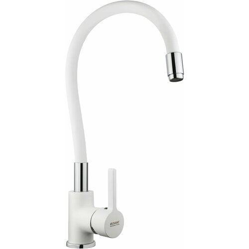 Смеситель для кухни с гибким изливом белый латунь Rusant RK564614-0-06