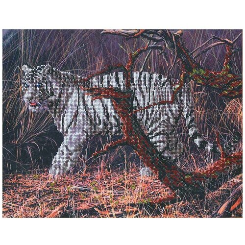 Hobby & Pro Набор для вышивания бисером Белый тигр (БН-3033), 40 х 40 см бн 3033 набор для вышивания бисером hobby